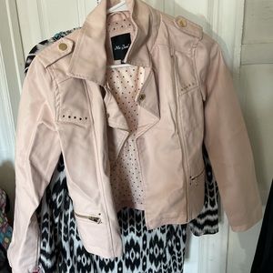pink girls leather jacket